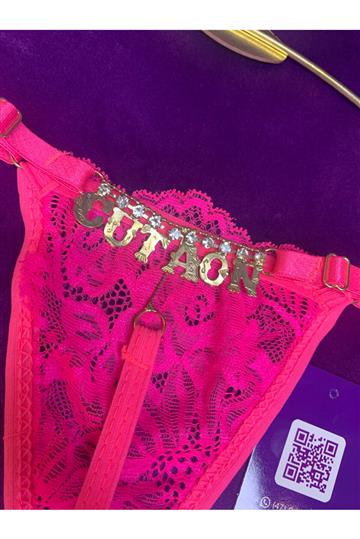 CALCINHA STRASS EM RENDA (CU TA ON) ROSA