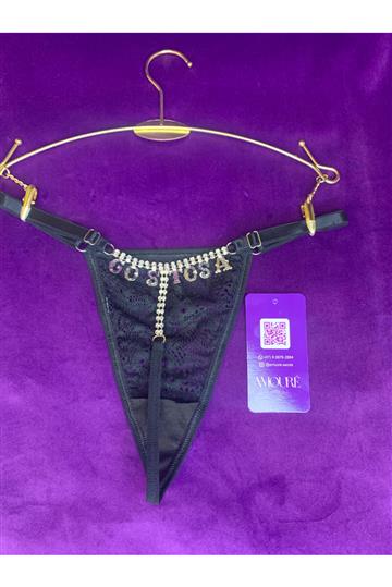 CALCINHA STRASS EM RENDA (GOSTOSA) PRETO
