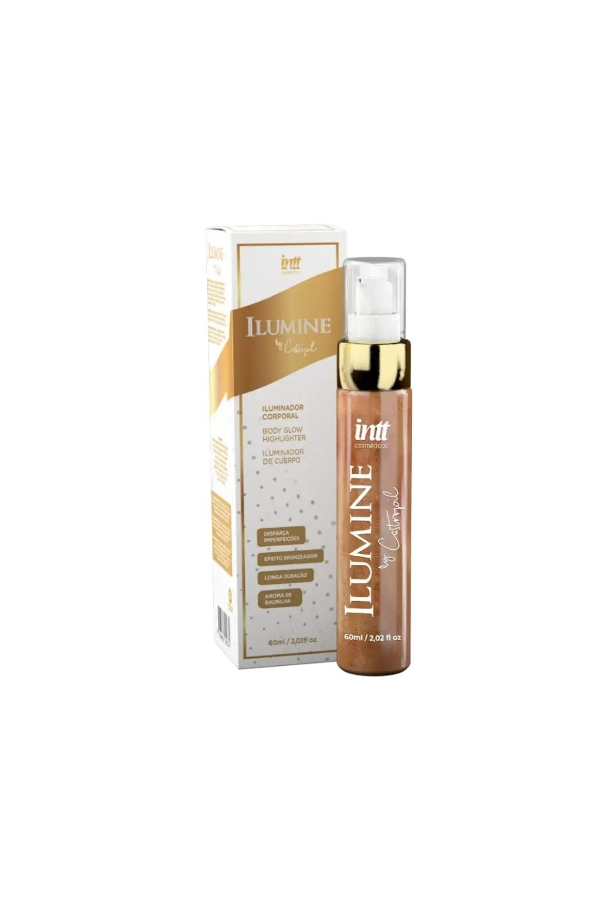 ILUMINADOR CORPORAL COM MICROPÉROLAS DOURADAS EFEITO BRONZEADO 240ML