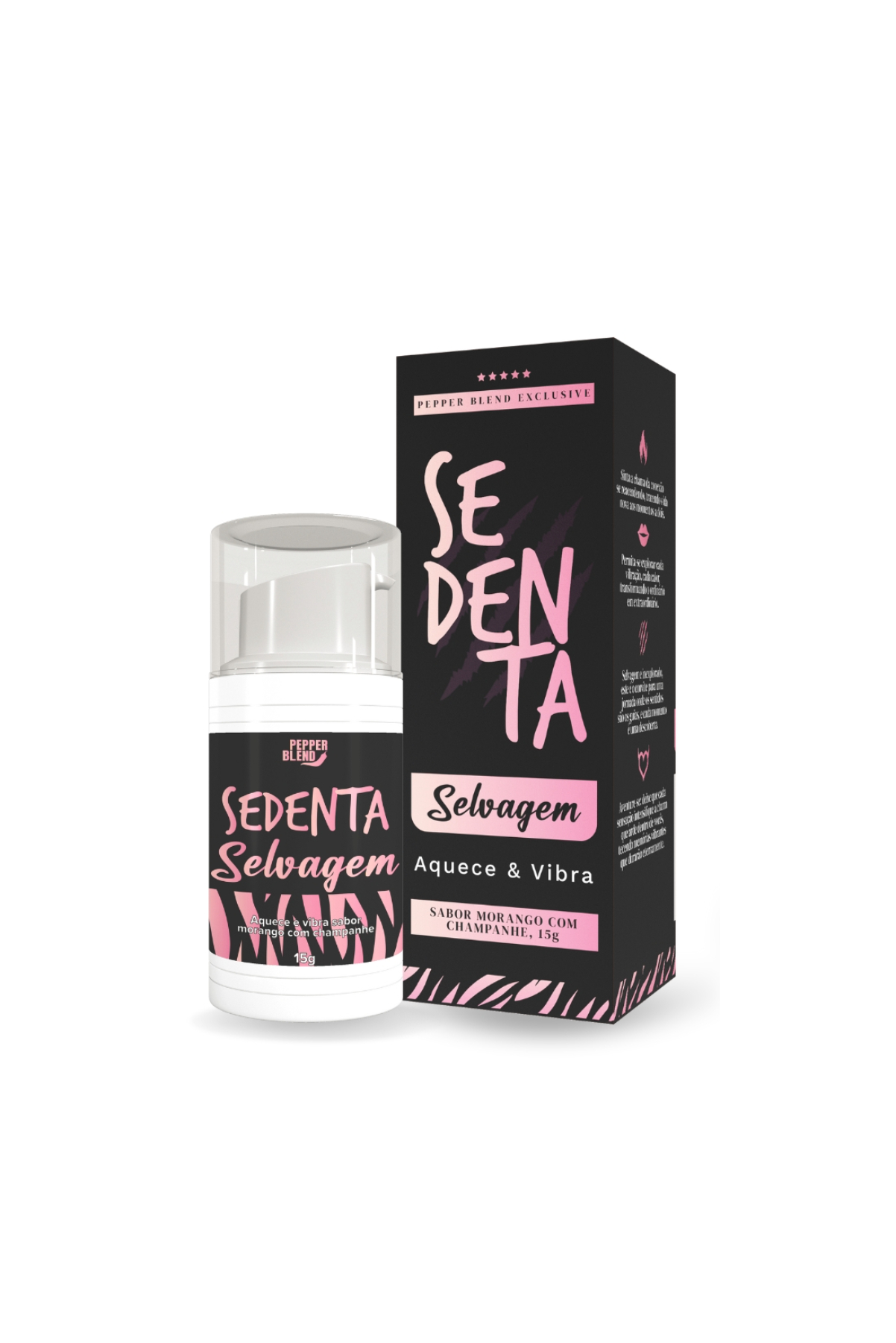 GEL QUE VIBRA SEDENTA SELVAGEM MORANGO COM CHAMPANHE 15G